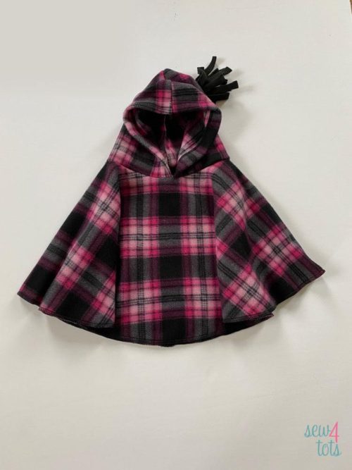 Pink and Black Plaid Poncho by Sew 4 Tots